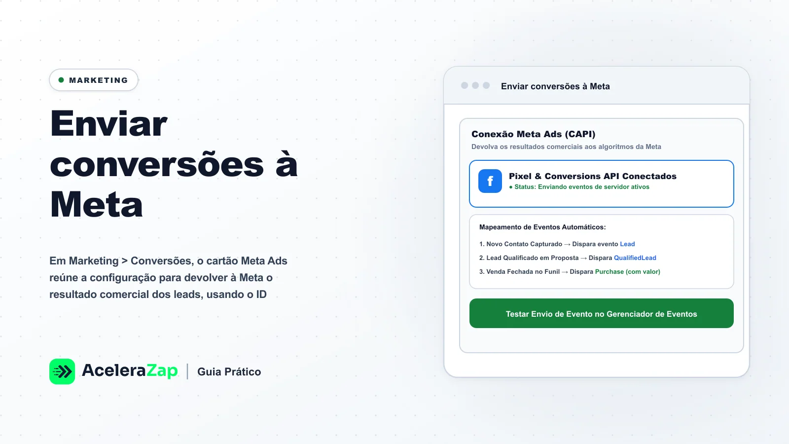 Capa: Enviar conversões à Meta