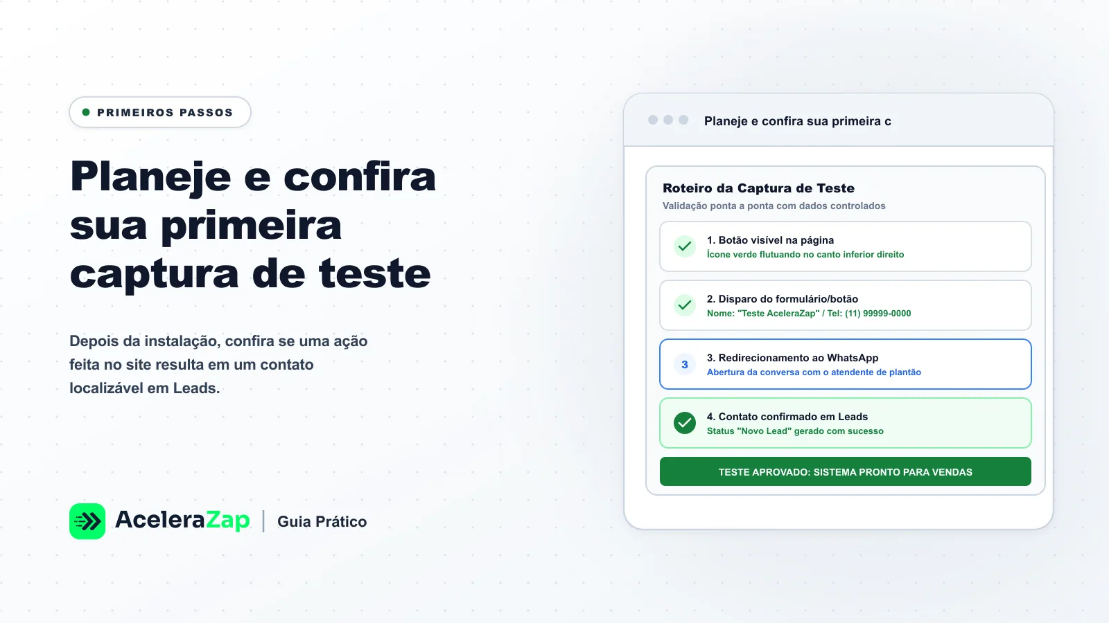 Capa: Planeje e confira sua primeira captura de teste